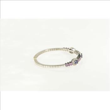18K 3.80 Ctw Iolite Diamond Halo Pink Topaz White Gold Bracelet 6.5