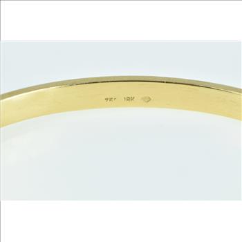 18K 3.90 Ctw Emerald Diamond Vintage Oval Bangle Yellow Gold Bracelet 6.75