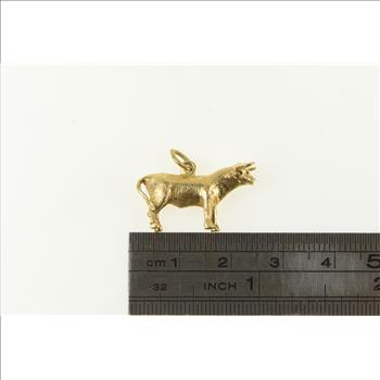 18K 3D Cow Ox Bull Bovine Farm Animal Yellow Gold Charm/Pendant
