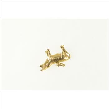 18K 3D Cow Ox Bull Bovine Farm Animal Yellow Gold Charm/Pendant