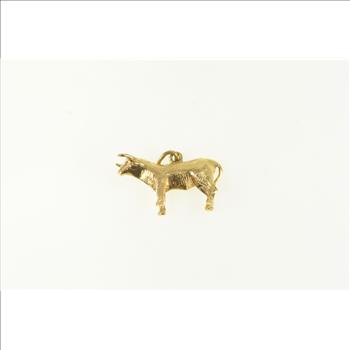 18K 3D Cow Ox Bull Bovine Farm Animal Yellow Gold Charm/Pendant