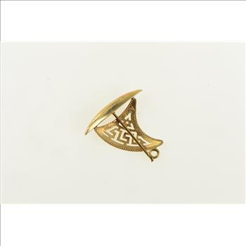 18K 3D Greek Wave Pattern Sail Boat Yellow Gold Charm/Pendant