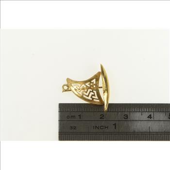 18K 3D Greek Wave Pattern Sail Boat Yellow Gold Charm/Pendant