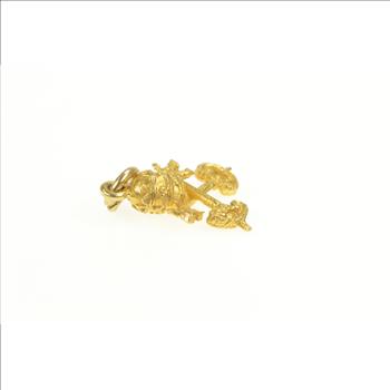 18K 3D Keys Crown Papal Vatican Insignia Yellow Gold Charm/Pendant