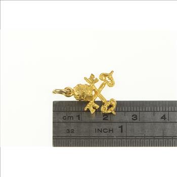 18K 3D Keys Crown Papal Vatican Insignia Yellow Gold Charm/Pendant