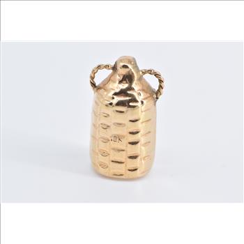 18K 3D Wine Cask Bottle Handled Jug Yellow Gold Charm/Pendant