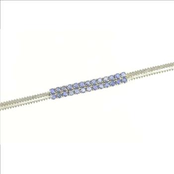 18K 4.00 Ctw Sapphire Squared Cluster Statement White Gold Bracelet 7.25