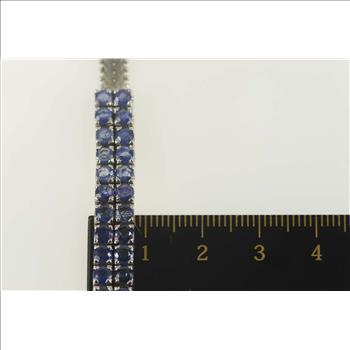 18K 4.00 Ctw Sapphire Squared Cluster Statement White Gold Bracelet 7.25