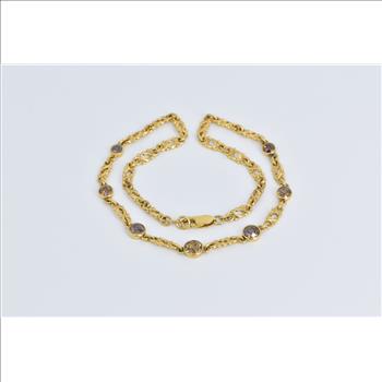 18K 4.12 Ctw Fancy Brown Natural Diamond Chain Yellow Gold Necklace 15