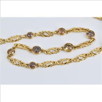 18K 4.12 Ctw Fancy Brown Natural Diamond Chain Yellow Gold Necklace 15
