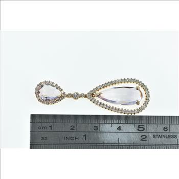 18K 5.05 Ctw Morganite Diamond Drop Rose Gold Pendant