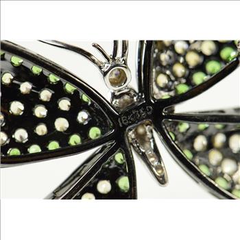 18K 5.56Ctw Pave Diamond Tsavorite Citrine Butterfly White Gold Pin/Brooch