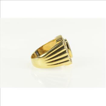 18K 5.59 Ctw Natural Sapphire Diamond Halo Squared Yellow Gold Ring, Size 8.5