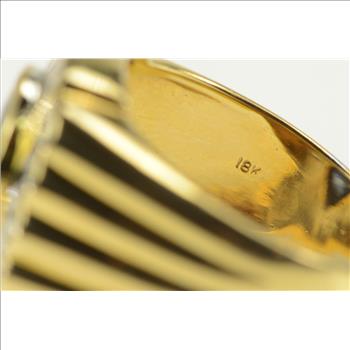 18K 5.59 Ctw Natural Sapphire Diamond Halo Squared Yellow Gold Ring, Size 8.5