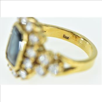 18K 5.80 Ctw Emerald Sapphire Diamond Statement Yellow Gold Ring, Size 7.75