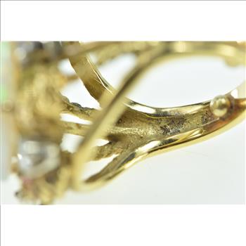 18K 7.20 Ctw Natural Opal Diamond Rope Statement Yellow Gold Ring, Size 6