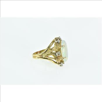 18K 7.20 Ctw Natural Opal Diamond Rope Statement Yellow Gold Ring, Size 6
