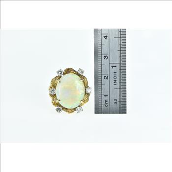 18K 7.20 Ctw Natural Opal Diamond Rope Statement Yellow Gold Ring, Size 6