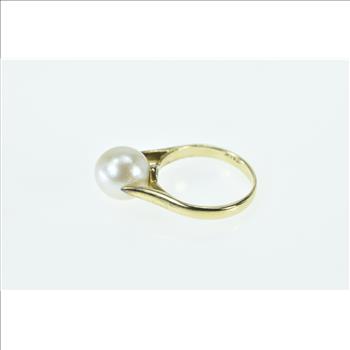 18K 8.45mm Pear Vintage Pearl Classic Statement Yellow Gold Ring, Size 4.25