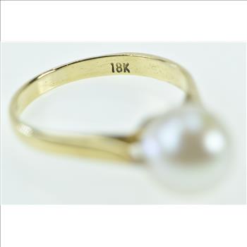 18K 8.45mm Pear Vintage Pearl Classic Statement Yellow Gold Ring, Size 4.25