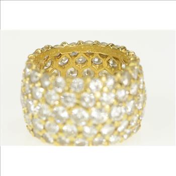18K 8.80 Ctw Pave Diamond Encrusted Band Yellow Gold Ring, Size 6