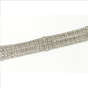 18K 9.10 Ctw Layered Diamond Five Tiered Tennis White Gold Bracelet 7.25