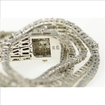 18K 9.10 Ctw Layered Diamond Five Tiered Tennis White Gold Bracelet 7.25
