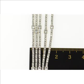 18K 9.10 Ctw Layered Diamond Five Tiered Tennis White Gold Bracelet 7.25