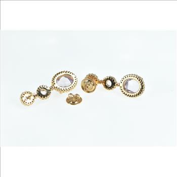 18K 9.75 Ctw Morganite Diamond Halo Dangle Rose Gold Earrings