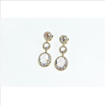 18K 9.75 Ctw Morganite Diamond Halo Dangle Rose Gold Earrings