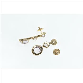 18K 9.75 Ctw Morganite Diamond Halo Dangle Rose Gold Earrings