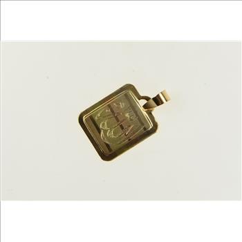 18K Allahu Akbar Arabic Islamic Script Faith Yellow Gold Pendant