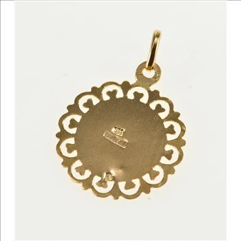 18K Allahu Akbar Islamic Symbol Texture Medallion Yellow Gold Charm/Pendant