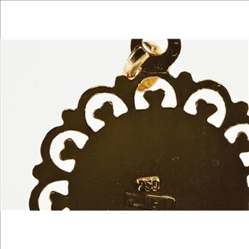 18K Allahu Akbar Islamic Symbol Texture Medallion Yellow Gold Charm/Pendant