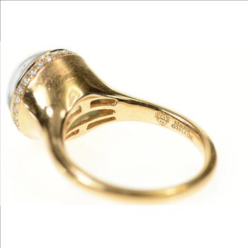 18K Almaza Designer Diamond Aquamarine Rose Gold Ring, Size 6