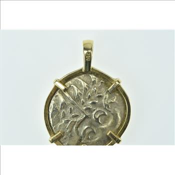 18K Ancient Coin Vintage Statement Yellow Gold Pendant