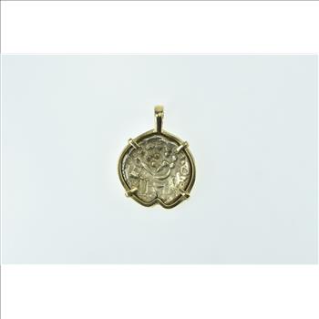 18K Ancient Coin Vintage Statement Yellow Gold Pendant