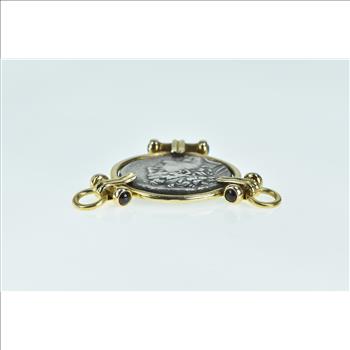 18K Ancient Greek Coin Ornate Slide Statement Yellow Gold Pendant