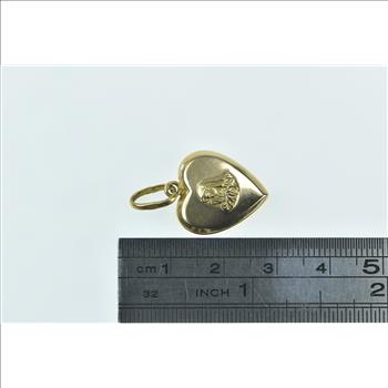 18K Ave Maria Spanish Prayer Virgin Mary Heart Yellow Gold Charm/Pendant