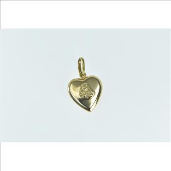 18K Ave Maria Spanish Prayer Virgin Mary Heart Yellow Gold Charm/Pendant