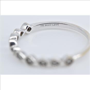 18K Bony Levy Diamond Stacking Wedding Band White Gold Ring, Size 7.25