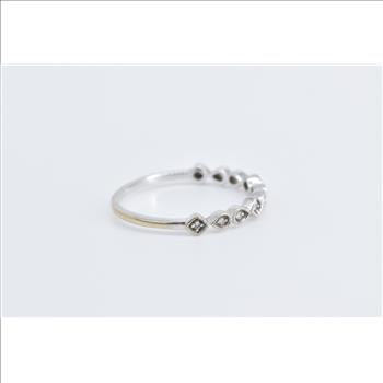 18K Bony Levy Diamond Stacking Wedding Band White Gold Ring, Size 7.25