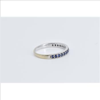 18K Bony Levy Sapphire Classic Wedding Band White Gold Ring, Size 7