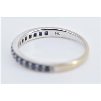 18K Bony Levy Sapphire Classic Wedding Band White Gold Ring, Size 7