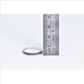 18K Bony Levy Sapphire Classic Wedding Band White Gold Ring, Size 7