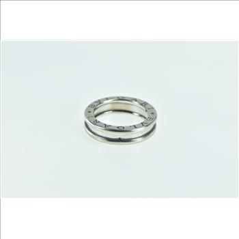 18K BVLGARI Designer Band B Zero Wedding Band White Gold Ring, Size 4.5