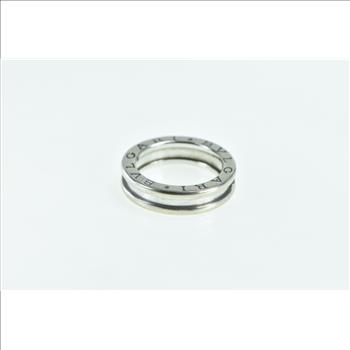 18K BVLGARI Designer Band B Zero Wedding Band White Gold Ring, Size 4.5