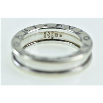 18K BVLGARI Designer Band B Zero Wedding Band White Gold Ring, Size 4.5