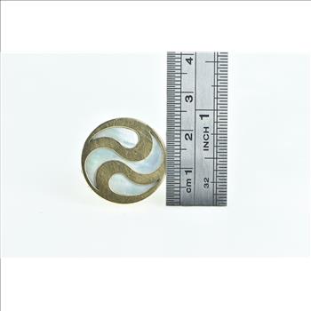 18K Bvlgari Designer Mother of Pearl Spinner Yellow Gold Ring, Size 7