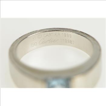 18K Cartier Aquamarine Tank Designer Statement Yellow Gold Ring, Size 5.75